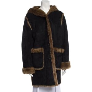 Dennis Basso Vintage Faux Fur Suede Hooded Coat XSM